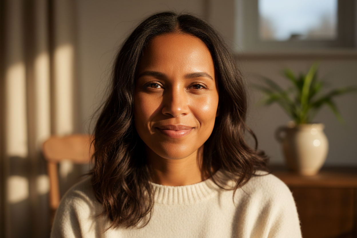 Natural Glowing Brown Skin Woman